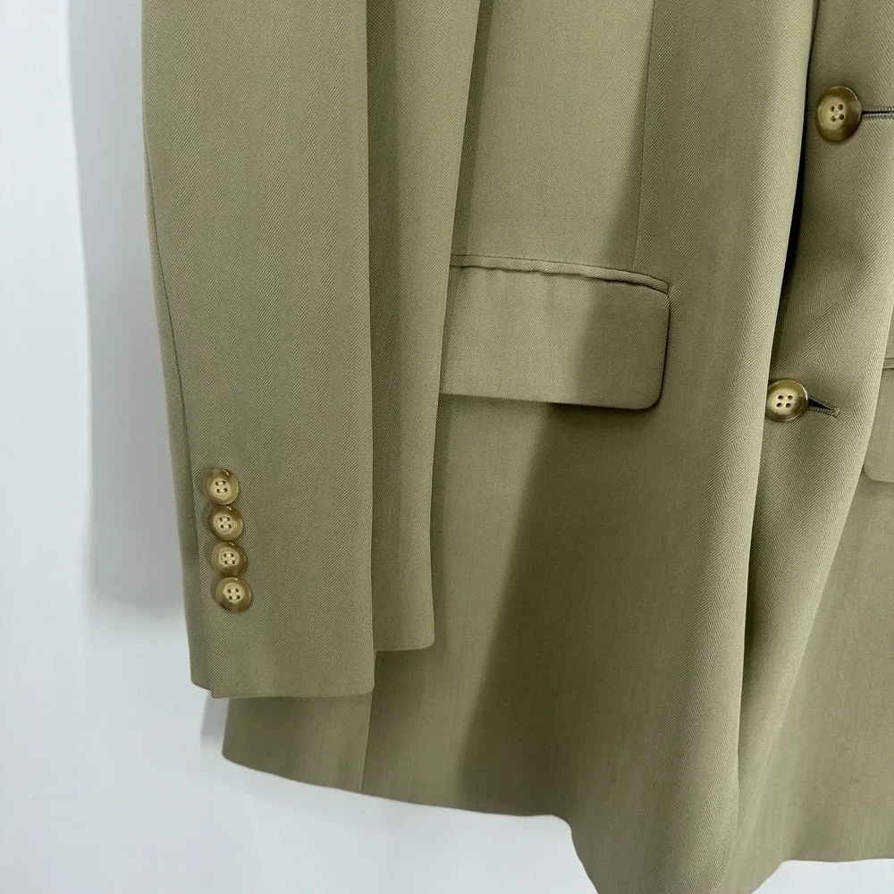 Nathan David Lapel Notch Single‎ Breasted Silk Sport Coat Blazer Beige Size 40 R